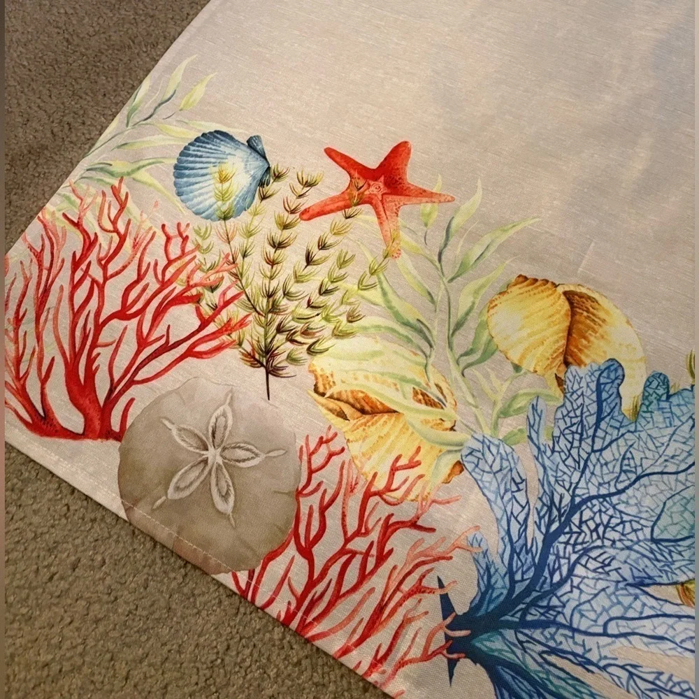 Better Homes And Garden Coastal Charm  52”x 70” Table Cloth-Red, Blue, Cream
